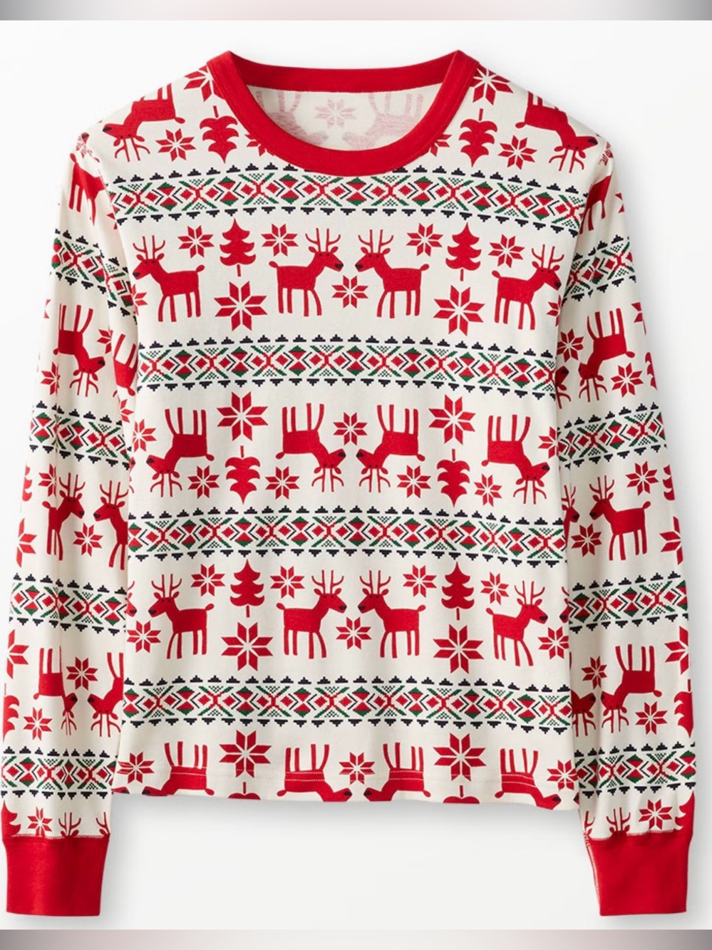 Hanna Andersson Adult Holiday Dear Deer HannaJams Pajama Top Medium Organic Cott